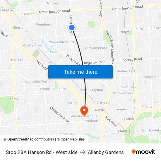 Stop 28A Hanson Rd - West side to Allenby Gardens map