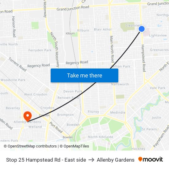 Stop 25 Hampstead Rd - East side to Allenby Gardens map