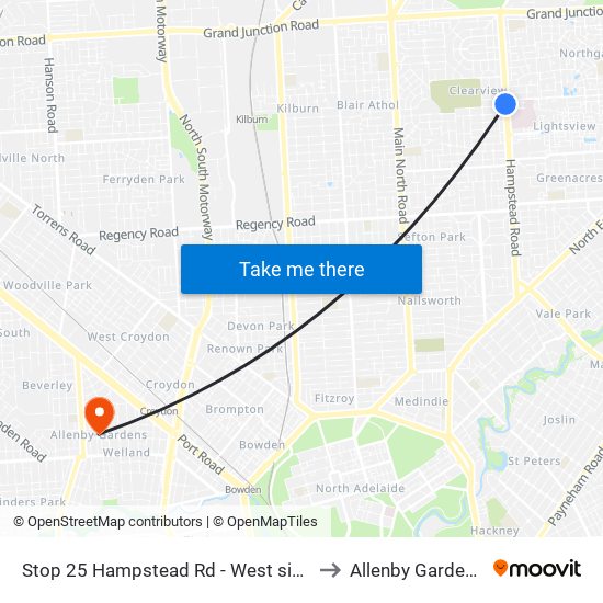 Stop 25 Hampstead Rd - West side to Allenby Gardens map