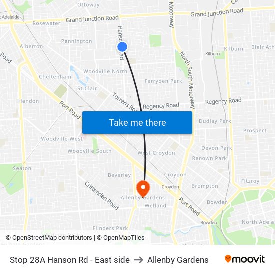 Stop 28A Hanson Rd - East side to Allenby Gardens map