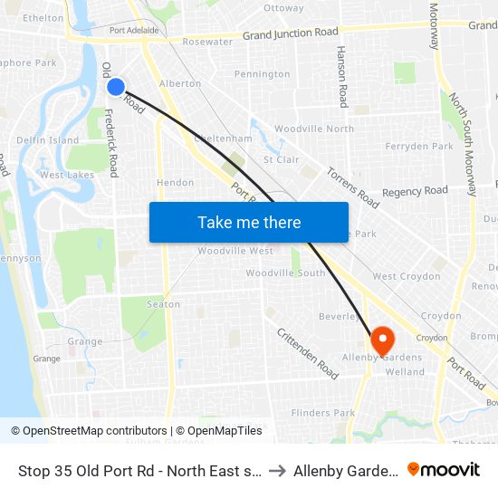 Stop 35 Old Port Rd - North East side to Allenby Gardens map