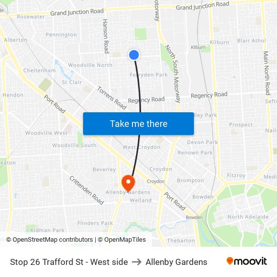 Stop 26 Trafford St - West side to Allenby Gardens map