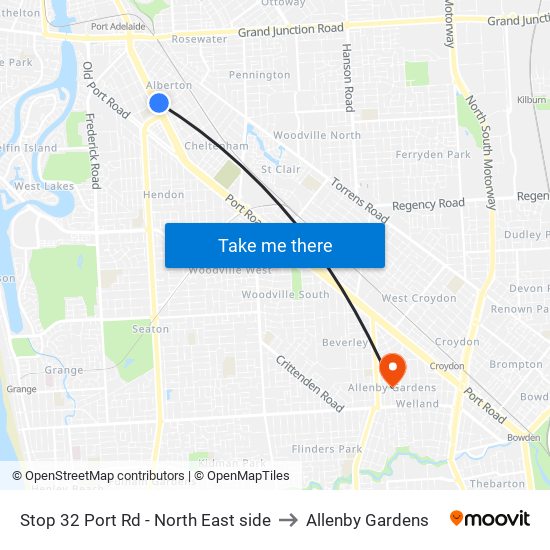 Stop 32 Port Rd - North East side to Allenby Gardens map