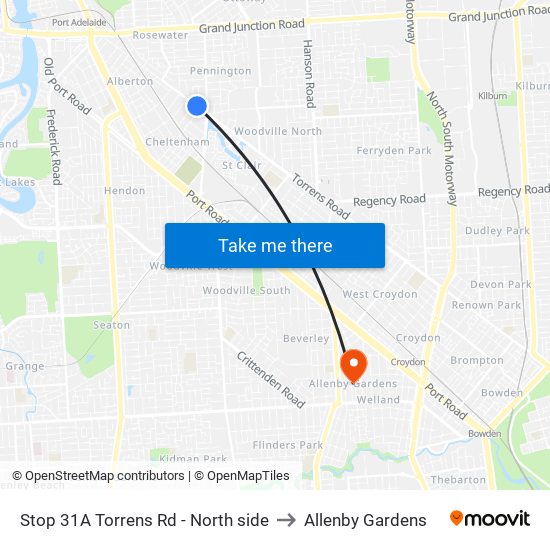 Stop 31A Torrens Rd - North side to Allenby Gardens map