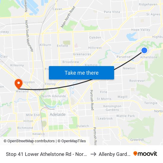 Stop 41 Lower Athelstone Rd - North side to Allenby Gardens map