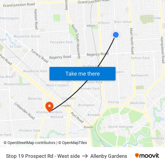 Stop 19 Prospect Rd - West side to Allenby Gardens map