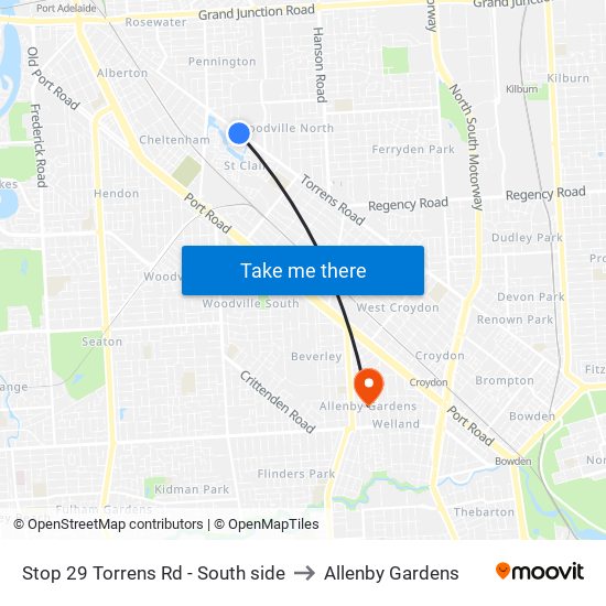 Stop 29 Torrens Rd - South side to Allenby Gardens map