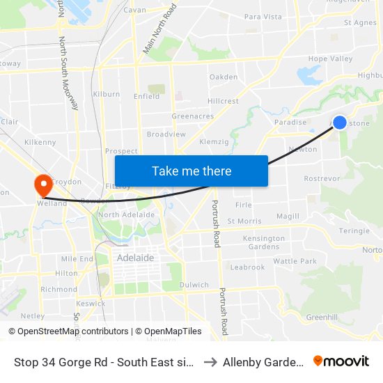 Stop 34 Gorge Rd - South East side to Allenby Gardens map