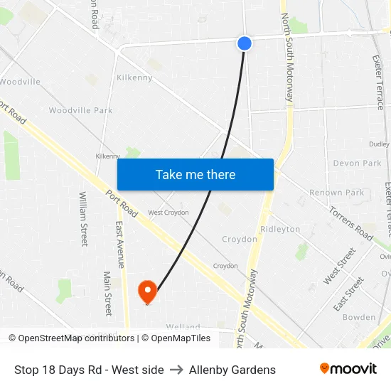 Stop 18 Days Rd - West side to Allenby Gardens map