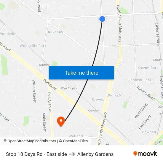 Stop 18 Days Rd - East side to Allenby Gardens map