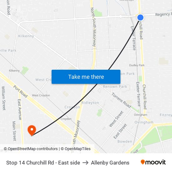 Stop 14 Churchill Rd - East side to Allenby Gardens map