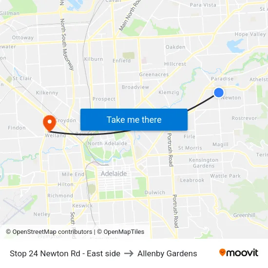 Stop 24 Newton Rd - East side to Allenby Gardens map