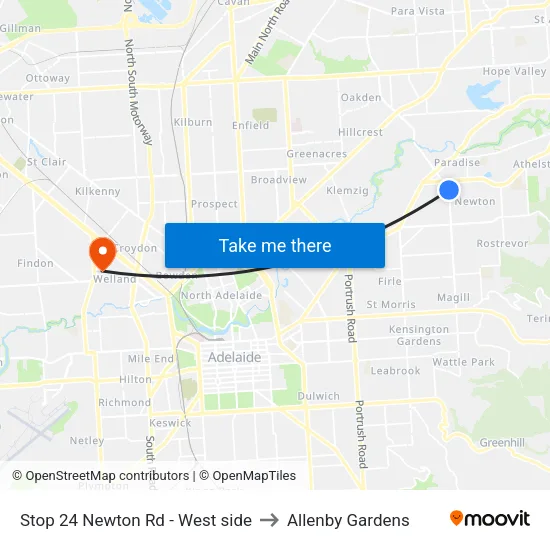 Stop 24 Newton Rd - West side to Allenby Gardens map