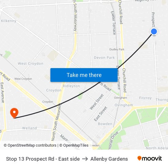 Stop 13 Prospect Rd - East side to Allenby Gardens map