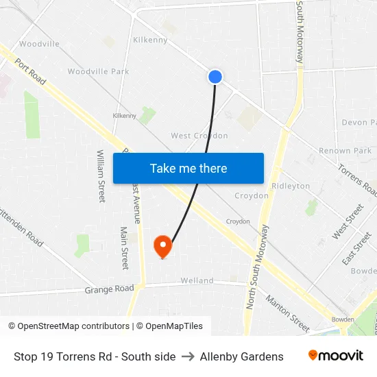 Stop 19 Torrens Rd - South side to Allenby Gardens map