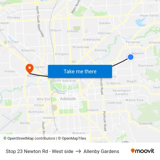 Stop 23 Newton Rd - West side to Allenby Gardens map