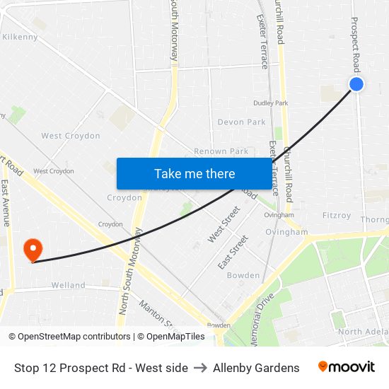 Stop 12 Prospect Rd - West side to Allenby Gardens map