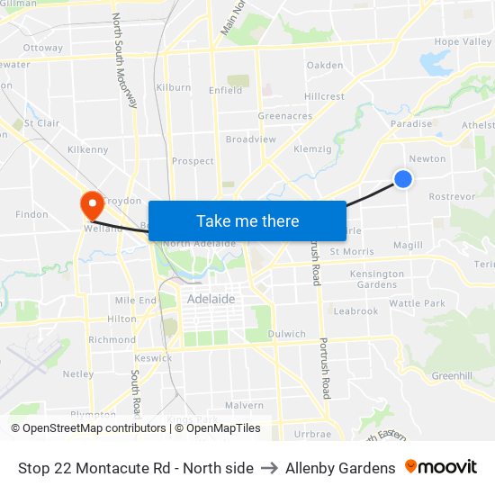 Stop 22 Montacute Rd - North side to Allenby Gardens map