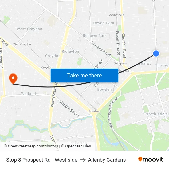 Stop 8 Prospect Rd - West side to Allenby Gardens map