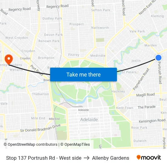 Stop 137 Portrush Rd - West side to Allenby Gardens map