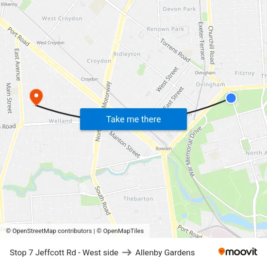 Stop 7 Jeffcott Rd - West side to Allenby Gardens map