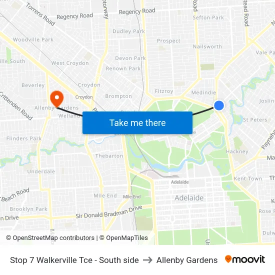 Stop 7 Walkerville Tce - South side to Allenby Gardens map