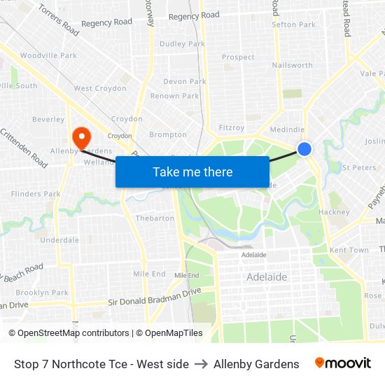 Stop 7 Northcote Tce - West side to Allenby Gardens map