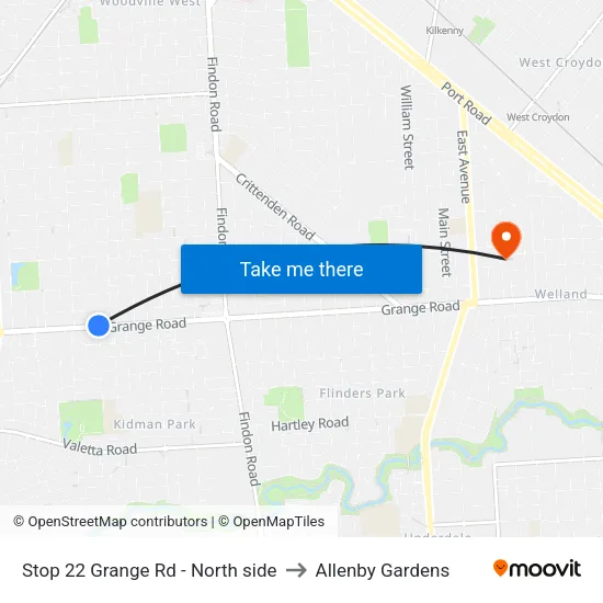 Stop 22 Grange Rd - North side to Allenby Gardens map