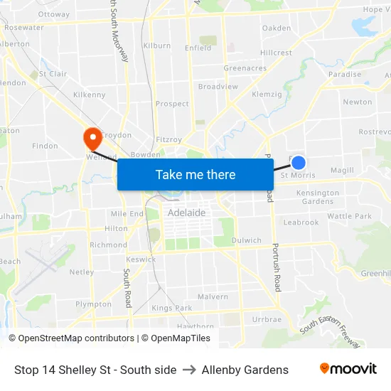 Stop 14 Shelley St - South side to Allenby Gardens map