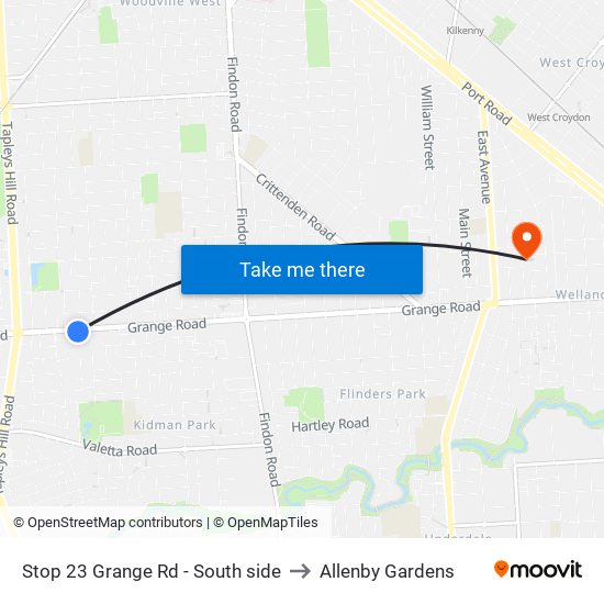 Stop 23 Grange Rd - South side to Allenby Gardens map