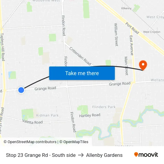 Stop 23 Grange Rd - South side to Allenby Gardens map
