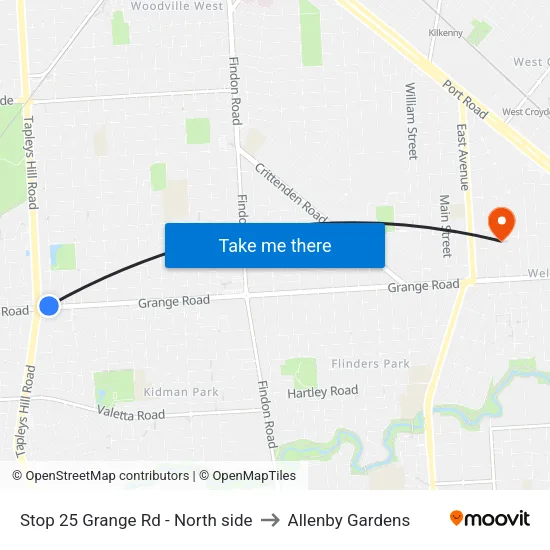 Stop 25 Grange Rd - North side to Allenby Gardens map