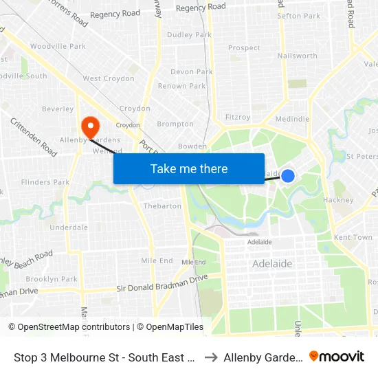 Stop 3 Melbourne St - South East side to Allenby Gardens map