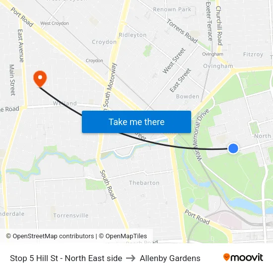 Stop 5 Hill St - North East side to Allenby Gardens map