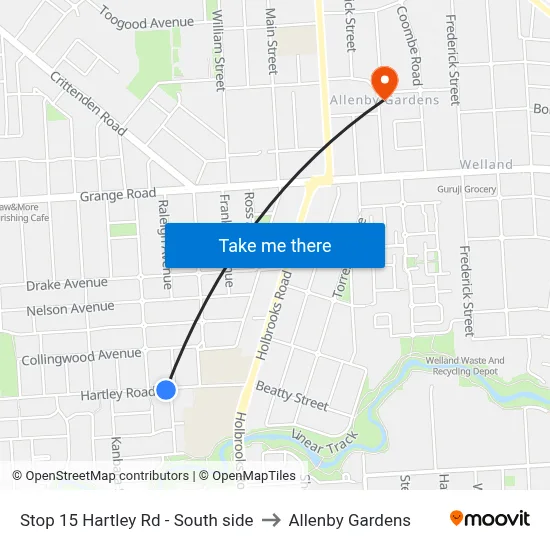 Stop 15 Hartley Rd - South side to Allenby Gardens map