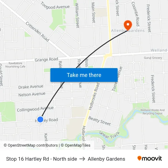 Stop 16 Hartley Rd - North side to Allenby Gardens map