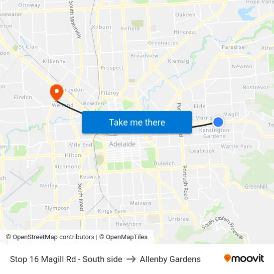 Stop 16 Magill Rd - South side to Allenby Gardens map