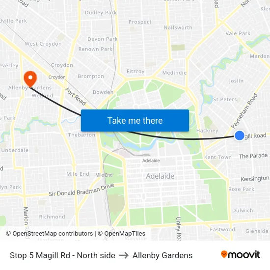 Stop 5 Magill Rd - North side to Allenby Gardens map