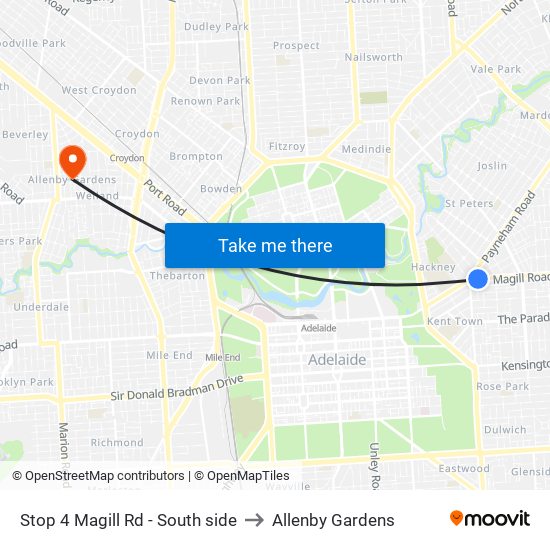 Stop 4 Magill Rd - South side to Allenby Gardens map