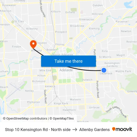 Stop 10 Kensington Rd - North side to Allenby Gardens map