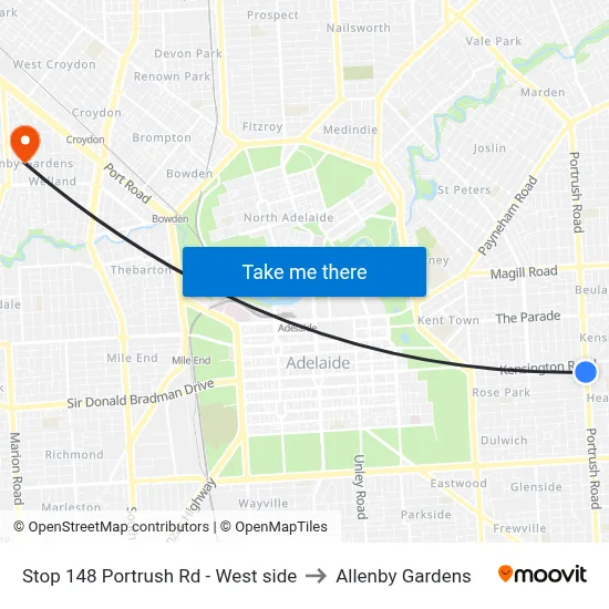 Stop 148 Portrush Rd - West side to Allenby Gardens map