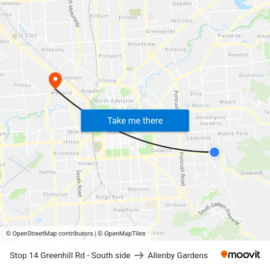 Stop 14 Greenhill Rd - South side to Allenby Gardens map