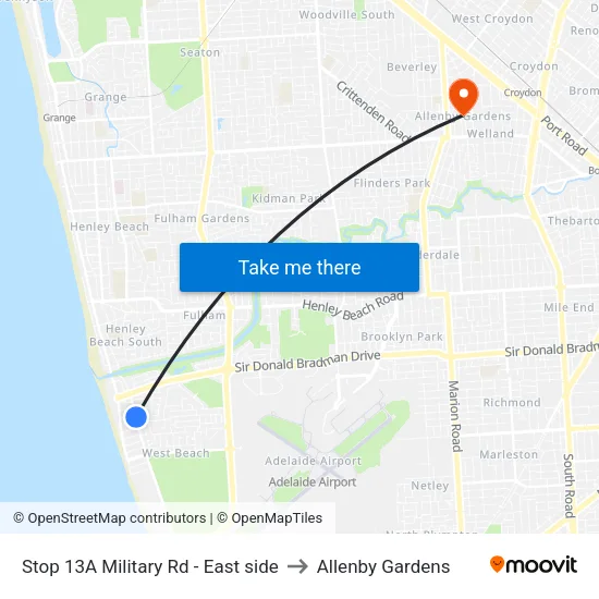 Stop 13A Military Rd - East side to Allenby Gardens map