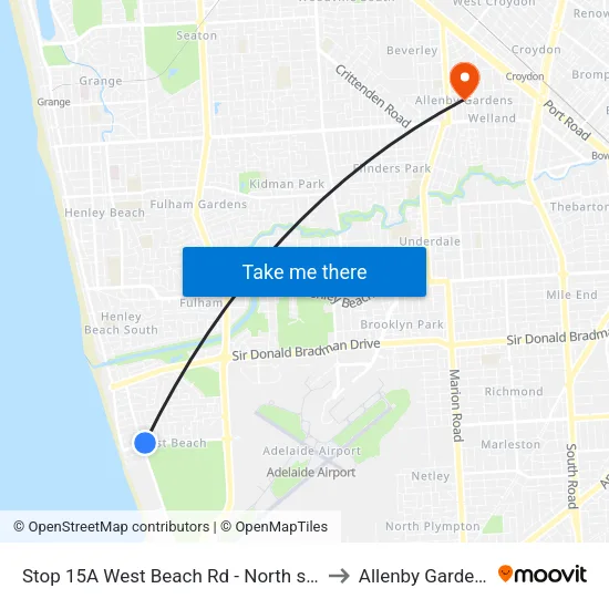 Stop 15A West Beach Rd - North side to Allenby Gardens map