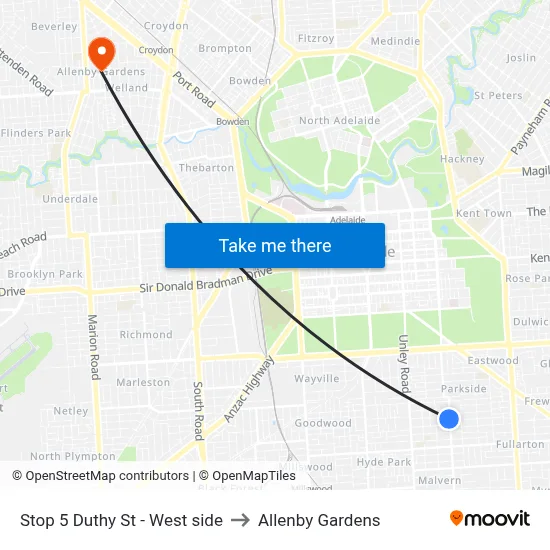 Stop 5 Duthy St - West side to Allenby Gardens map