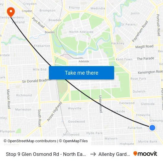 Stop 9 Glen Osmond Rd - North East side to Allenby Gardens map
