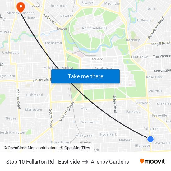 Stop 10 Fullarton Rd - East side to Allenby Gardens map