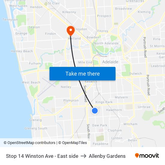 Stop 14 Winston Ave - East side to Allenby Gardens map