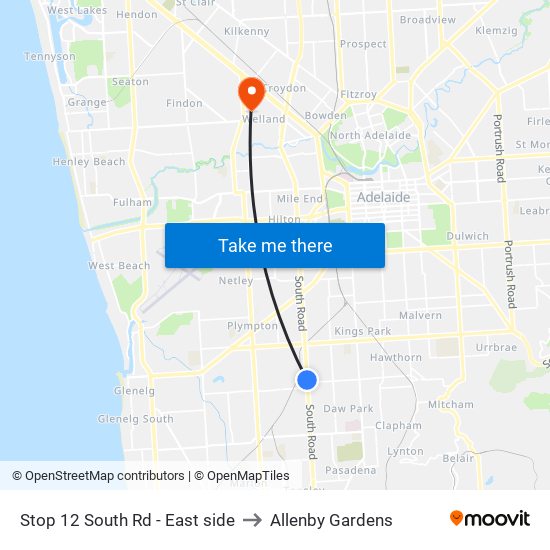 Stop 12 South Rd - East side to Allenby Gardens map