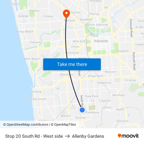 Stop 20 South Rd - West side to Allenby Gardens map